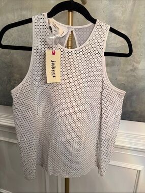 White Laser Cut Leather Sleeveless Tank Top